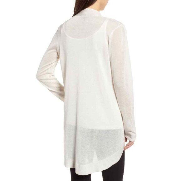 Eileen Fisher Wool Tencel Cardigan Sweater Women XXS Off White Lightweight Open - Picture 2 of 8